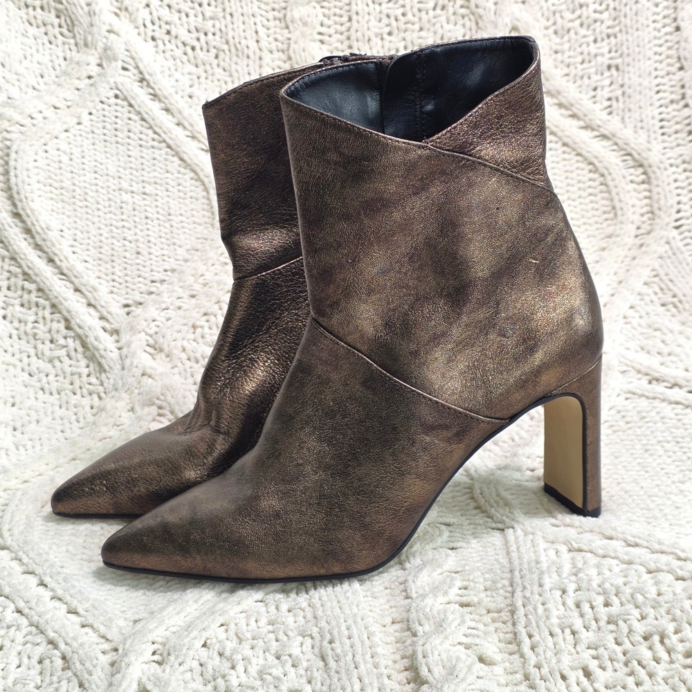Marian Ankle Boots Bronze Metallic Spain Supple Leather Pointed Toe Women 38 NEW